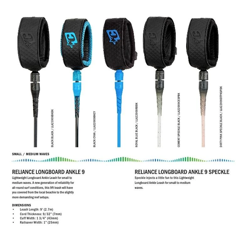 Leash Longboard Creatures Of Leisure Relliance Longboard Ankle - Black / Cyan - 9'0" / 274 Cm – Image 3